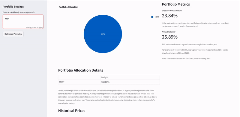 Portfolio Optimizer Demo